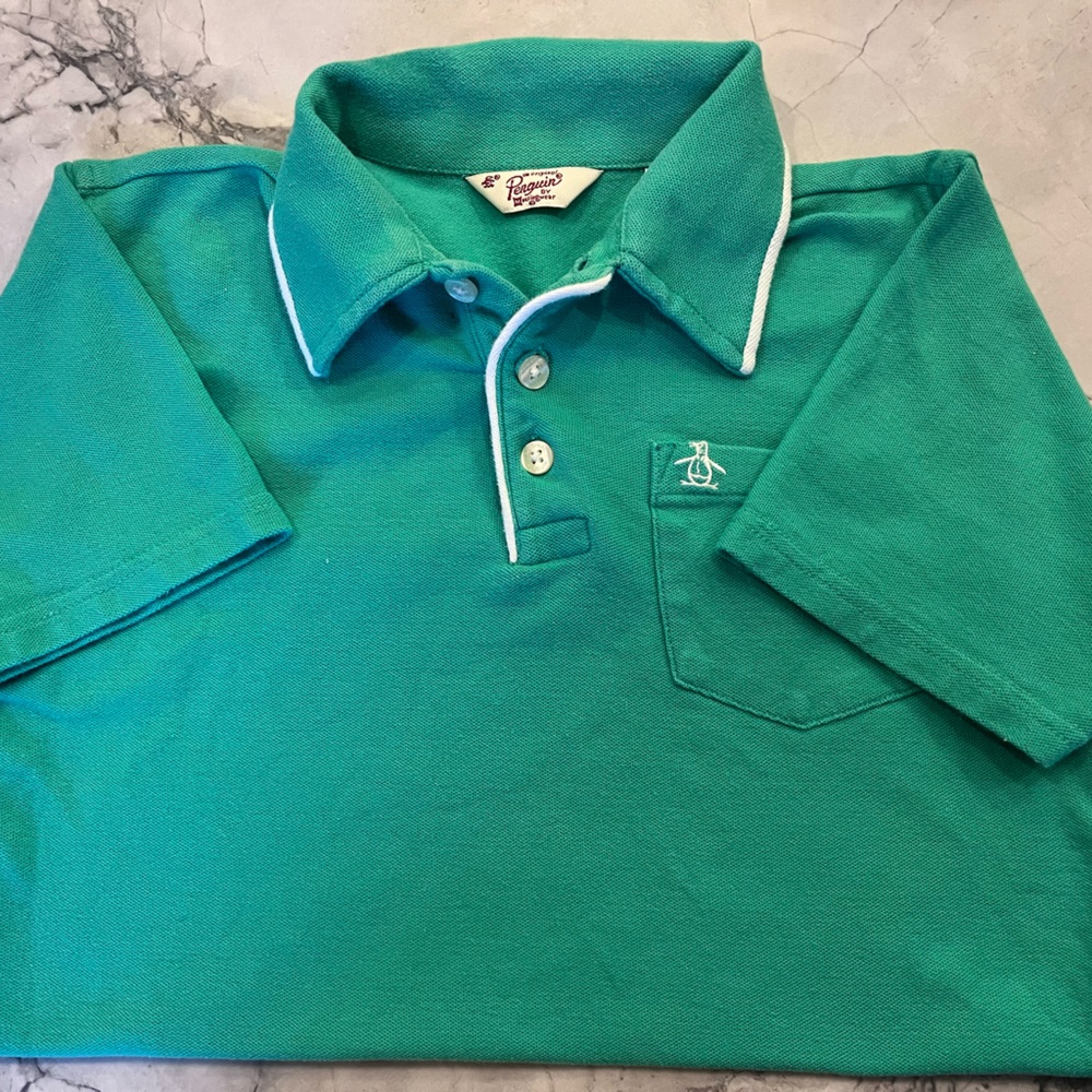 Original Penguin Green and White Polo Shirt with Classic Design